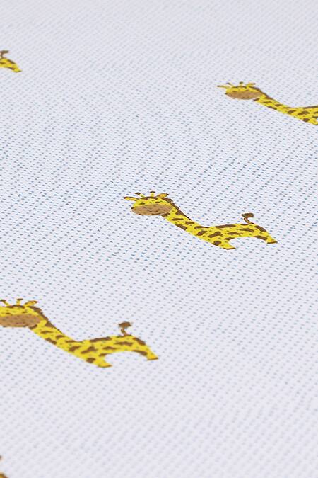 Shop Masaya Blue Hypoallergenic Cotton Hand Block Printed Giraffe Bedsheet Set Online at Aza Fashions Shop_Masaya_Blue Hypoallergenic Cotton Hand Block Printed Giraffe Bedsheet Set_Online_at_Aza_Fashions