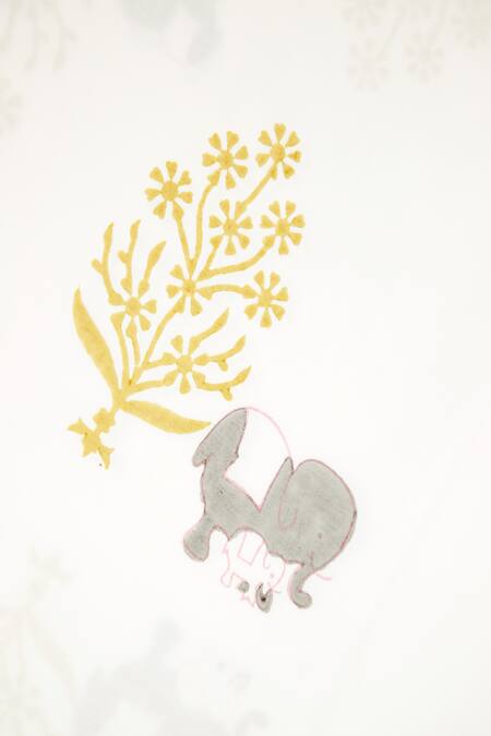 Masaya_Grey Hypoallergenic Cotton Hand Block The Adventures Of Mamma And Me Bedsheet Set_at_Aza_Fashions