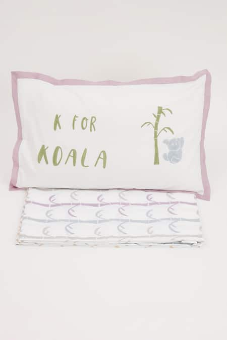 Masaya Purple Hypoallergenic Cotton Hand Block Printed K For Koala Bed Set 