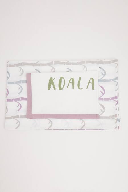 Shop Masaya Purple Hypoallergenic Cotton Hand Block Printed K For Koala Bed Set at Aza Fashions Shop_Masaya_Purple Hypoallergenic Cotton Hand Block Printed K For Koala Bed Set_at_Aza_Fashions