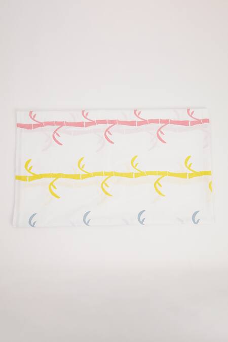 Shop_Masaya_Yellow Hypoallergenic Cotton Hand Block Printed K For Koala Bed Set _Online_at_Aza_Fashions