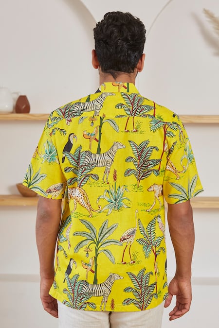 Label Kheerganga Woven Animal & Van Print Half Sleeve Shirt 