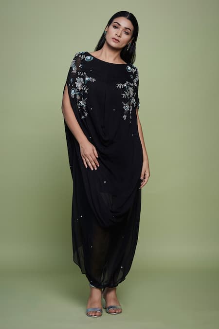 Vyasa by Urvi Floral Embroidered Cowl Dress 