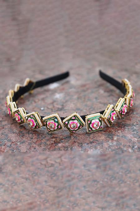 Foot Fuel Floral Meenakari Brooch Hairband 