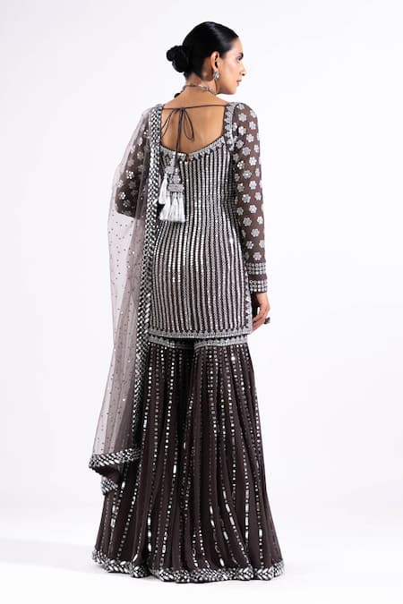 Vvani By Vani Vats Mirror Embroidered Kurta Sharara Set 