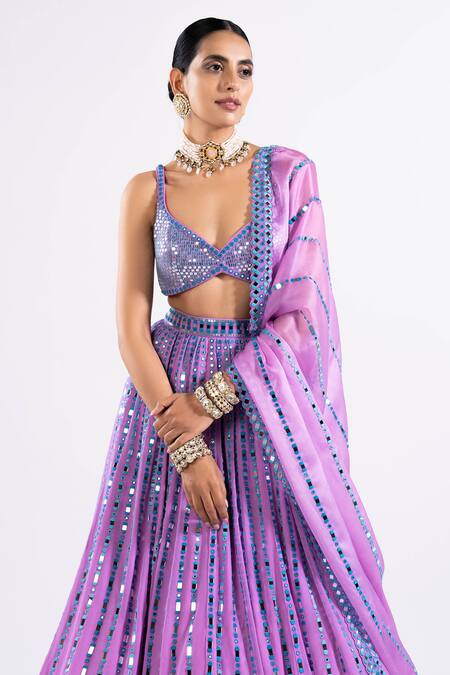 Vvani By Vani Vats Purple Georgette, Satin, Organza Mirrors, Sequins Embellished Lehenga Set Online at Aza Fashions Vvani By Vani Vats_Purple Georgette, Satin, Organza Mirrors, Sequins Embellished Lehenga Set _Online_at_Aza_Fashions