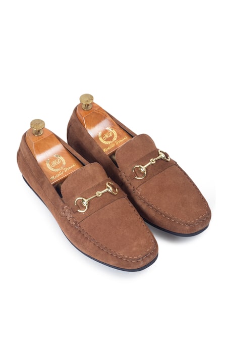 Domani Brown Tuscany Buckle Embellished Loafers