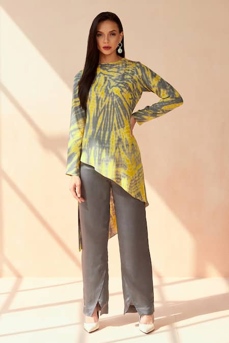 Seven Tie-Dye Pattern Asymmetric & Palazzo Set 