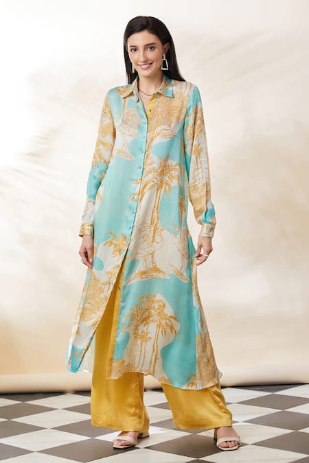 Seven Tropical Print Kurta & Pant Set 