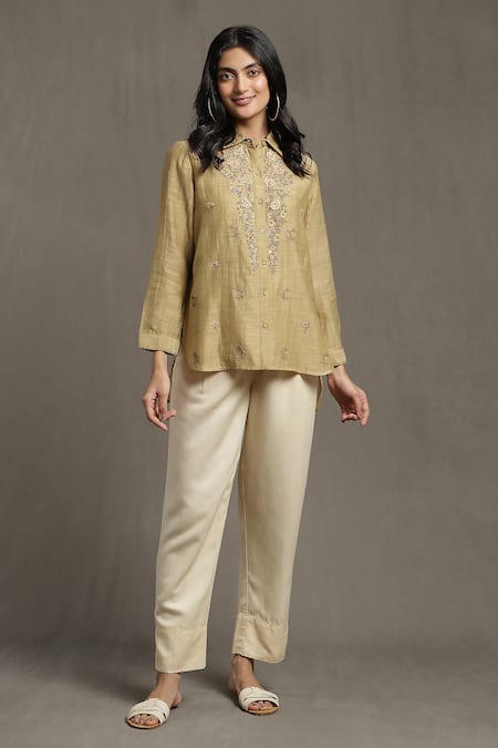 Ritu Kumar Floral Embroidered High-Low Kurta 