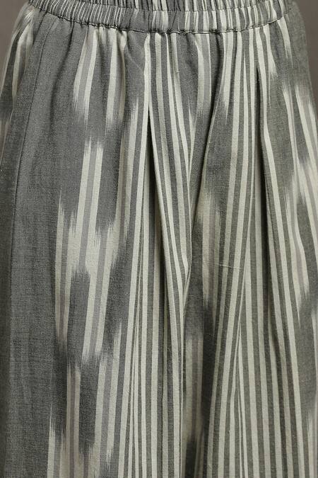 Ritu Kumar Green Cotton Boat , Open Stripe Print Shrug Palazzo Set at Aza Fashions Ritu Kumar_Green Cotton Boat , Open Stripe Print Shrug Palazzo Set _at_Aza_Fashions