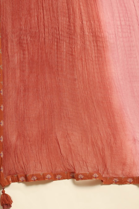 Buy Ritu Kumar Orange Cotton, Silk Embroidery Collared Flower Print Kurta Palazzo Set Buy_Ritu Kumar_Orange Cotton, Silk Embroidery Collared Flower Print Kurta Palazzo Set