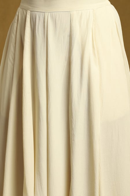 Ritu Kumar Off White Cotton, Silk Embroidery Round Neck, Chevron Pattern Shrug Palazzo Set at Aza Fashions Ritu Kumar_Off White Cotton, Silk Embroidery Round Neck, Chevron Pattern Shrug Palazzo Set_at_Aza_Fashions