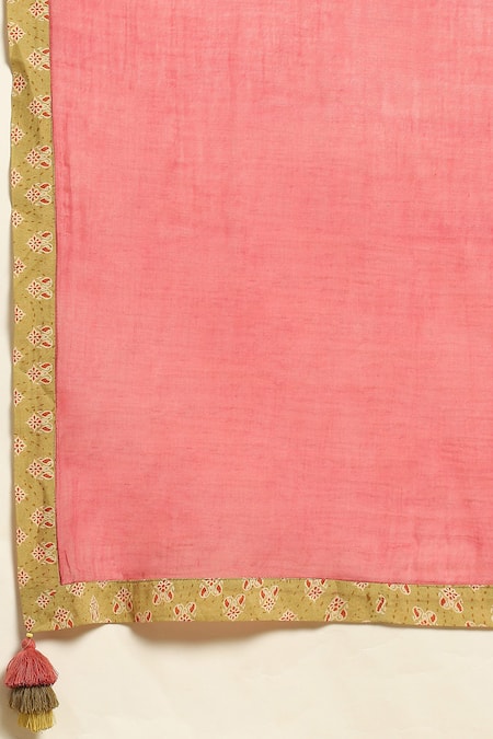 Buy Ritu Kumar Green Cotton Embroidery, Mirrors, Tassels Round Floral Print Straight Kurta Set Buy_Ritu Kumar_Green Cotton Embroidery, Mirrors, Tassels Round Floral Print Straight Kurta Set