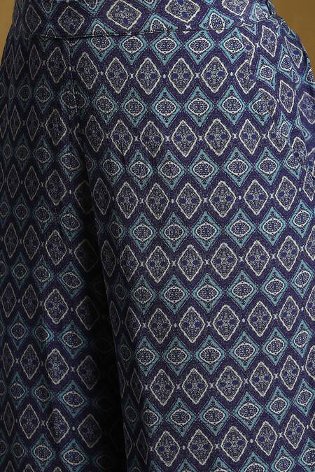 Ritu Kumar Blue Viscose, Chiffon, Crepe Embroidery Oriental Floral Print Shrug Palazzo Set at Aza Fashions Ritu Kumar_Blue Viscose, Chiffon, Crepe Embroidery Oriental Floral Print Shrug Palazzo Set_at_Aza_Fashions