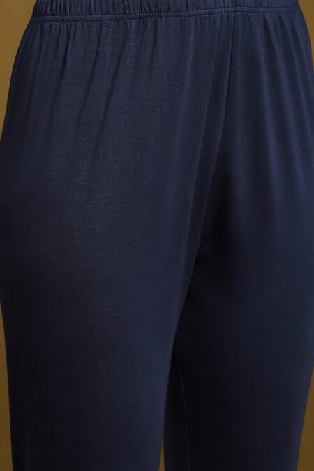 Buy_Ritu Kumar_Blue Viscose, Chiffon, Lycra Tassels Round Neck Diamond Motif Print Anarkali Set