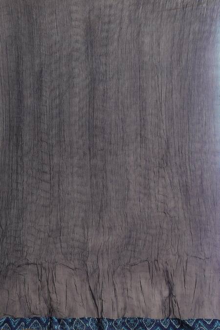 Shop_Ritu Kumar_Blue Viscose, Chiffon, Lycra Tassels Round Neck Diamond Motif Print Anarkali Set