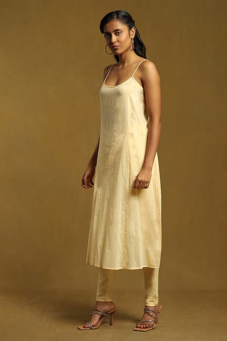 Buy Ritu Kumar Beige Viscose, Chiffon, Lycra Sequins Round Neck Floral Print A-line Kurta Set Buy_Ritu Kumar_Beige Viscose, Chiffon, Lycra Sequins Round Neck Floral Print A-line Kurta Set