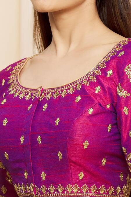 Buy Samyukta Singhania Pink Silk Embroidery Round Neck Blouse Buy_Samyukta Singhania_Pink Silk Embroidery Round Neck Blouse
