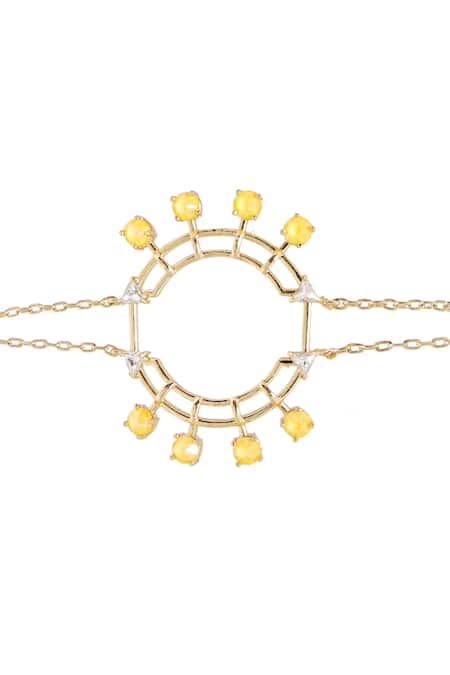 Buy_Esme By Aashna Dalmia_Yellow Embellished Circular Shaped Bracelet _Online_at_Aza_Fashions