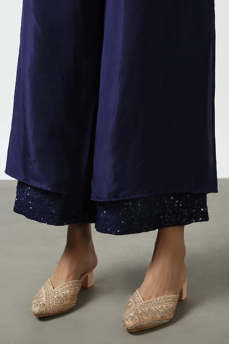 Buy Latha Puttanna Blue Soft Silk Embroidered Sequin Work Layered Pant Online at Aza Fashions Buy_Latha Puttanna_Blue Soft Silk Embroidered Sequin Work Layered Pant _Online_at_Aza_Fashions