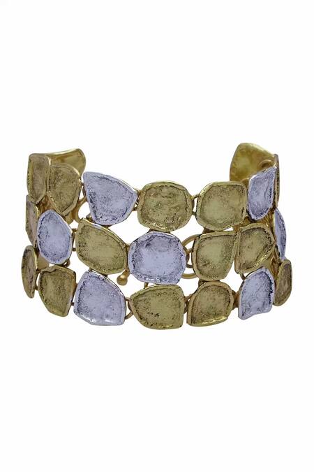 Buy_Masaya Jewellery_Gold Plated Dual Tone Coin Bracelet_Online_at_Aza_Fashions
