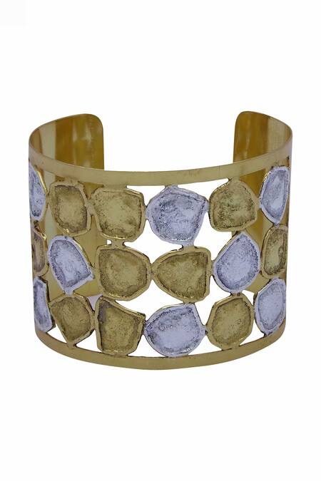 Buy_Masaya Jewellery_Gold Plated Dual Tone Bracelet_Online_at_Aza_Fashions