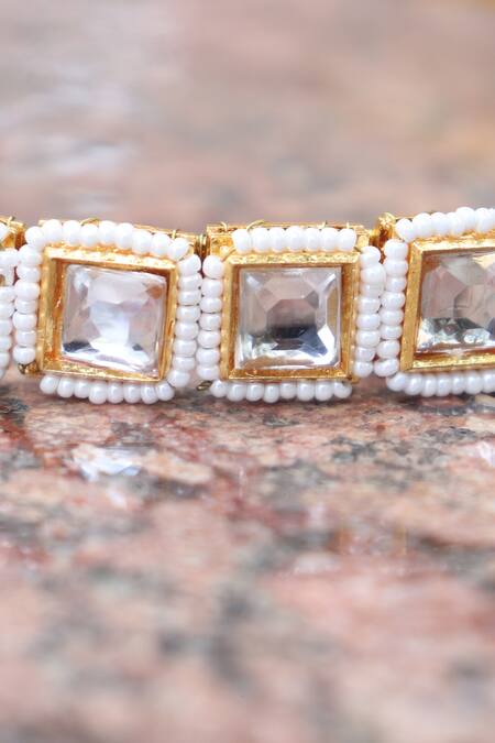 Foot Fuel_Gold Beads, Crystals Jewel Encrusted Brooch Hairband _Online_at_Aza_Fashions