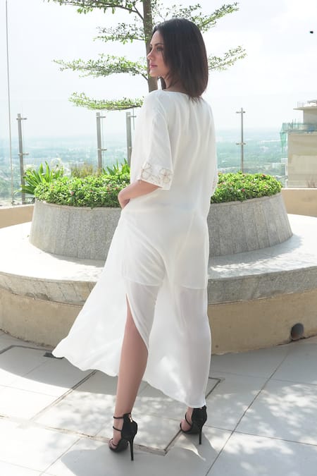 Seesa Victoria Placement Hand Embroidered Cuffed Kaftan 