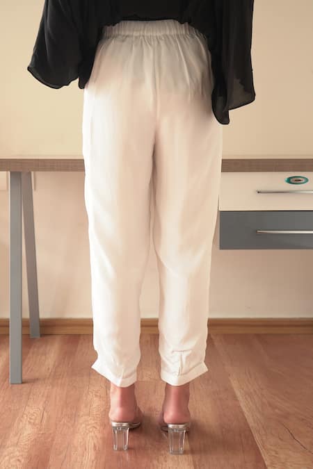 Shop_Seesa_White Crepe Jackie Plain Straight Cut Trouser_at_Aza_Fashions