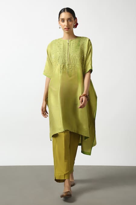 Latha Puttanna Mirror Embroidered Kurta & Pant Set 