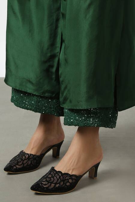 Latha Puttanna Green Soft Silk Embroidered Sequin Work Layered Pant Online at Aza Fashions Latha Puttanna_Green Soft Silk Embroidered Sequin Work Layered Pant _Online_at_Aza_Fashions