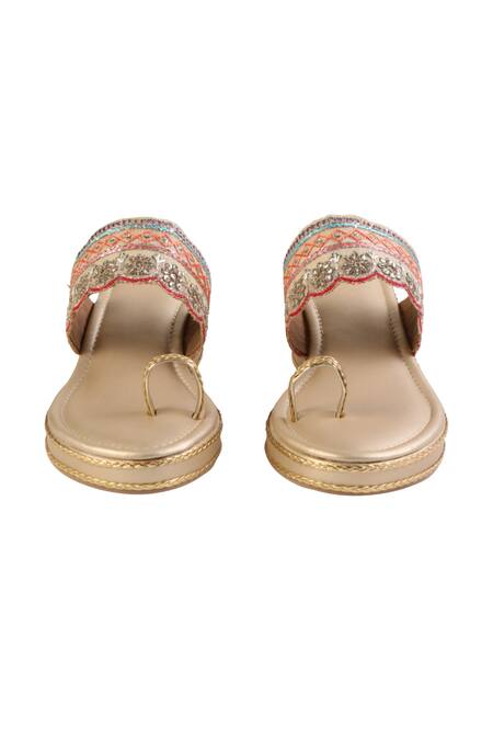 Buy Fuchsia by aashaka mehta Multi Color Embroidery Sorbet Kolhapuri Wedges Online at Aza Fashions Buy_Fuchsia by aashaka mehta_Multi Color Embroidery Sorbet Kolhapuri Wedges _Online_at_Aza_Fashions