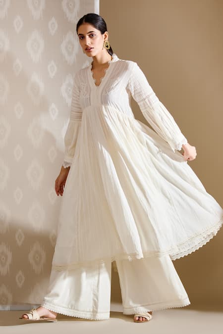 Buy Bunka White Voile Sanam Laced Sharara at Aza Fashions Buy_Bunka_White Voile Sanam Laced Sharara_at_Aza_Fashions