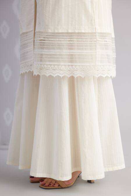 Shop_Bunka_White Voile Plain Ezra Solid Gharara_Online_at_Aza_Fashions