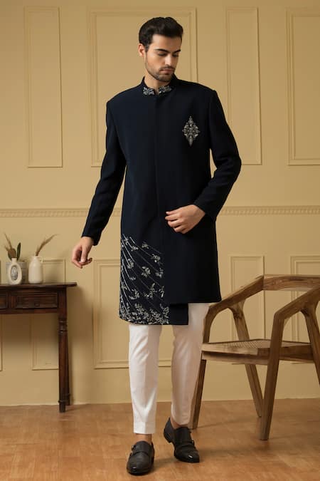 Hilo Design Cielo Cutdana Embellished Jacket Sherwani With Trouser 