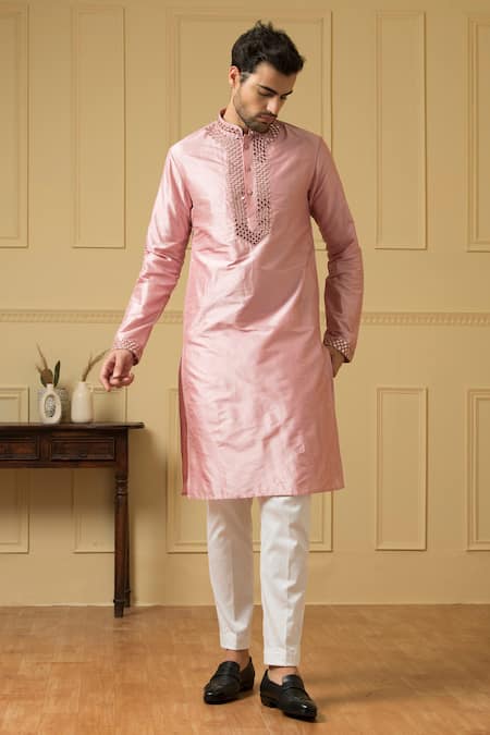 Hilo Design Elegencia Mirror Embroidered Placket Kurta 