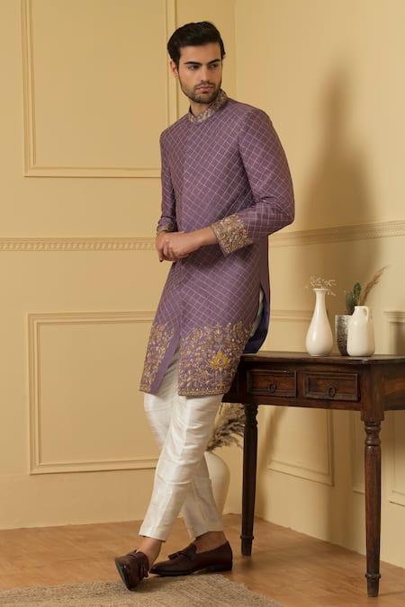 Hilo Design Marfil Zardozi Embroidered Sherwani Set 