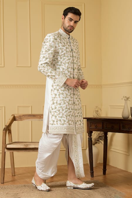 Hilo Design Verde Zardozi Embroidered Sherwani 