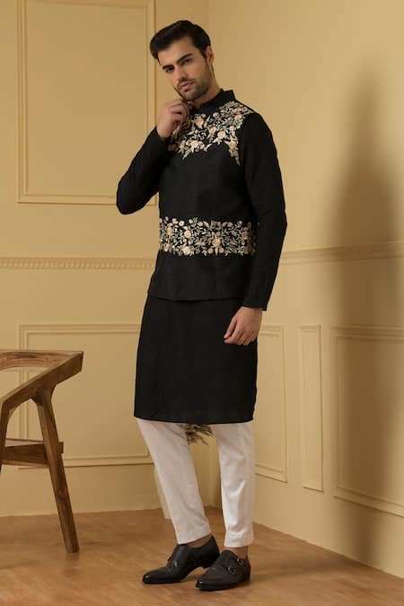 Shop Hilo Design Black Silk Embroidery Hand Bundi Online at Aza Fashions Shop_Hilo Design_Black Silk Embroidery Hand Bundi _Online_at_Aza_Fashions