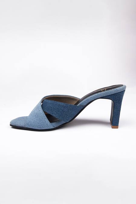 SCHON ZAPATO Blue Criss Cross Strap Heels Online at Aza Fashions SCHON ZAPATO_Blue Criss Cross Strap Heels _Online_at_Aza_Fashions