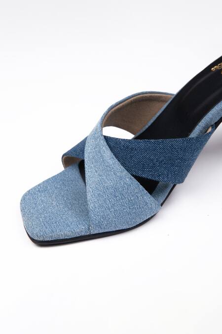 Buy SCHON ZAPATO Blue Criss Cross Strap Heels Online at Aza Fashions Buy_SCHON ZAPATO_Blue Criss Cross Strap Heels _Online_at_Aza_Fashions