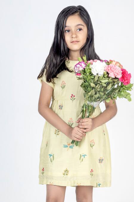 Buy_MR Brat_Green Muslin Embroidery Printed And Dress _Online_at_Aza_Fashions