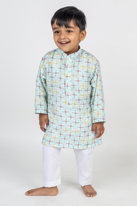 MR Brat Geometric Jaal Print Kurta & Pant Set 
