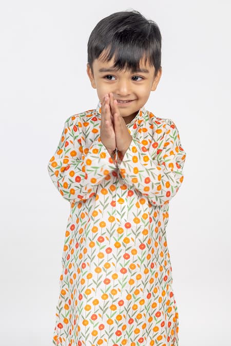 MR Brat Multi Color Muslin Floral Pattern Kurta And Pant Set Online at Aza Fashions MR Brat_Multi Color Muslin Floral Pattern Kurta And Pant Set _Online_at_Aza_Fashions