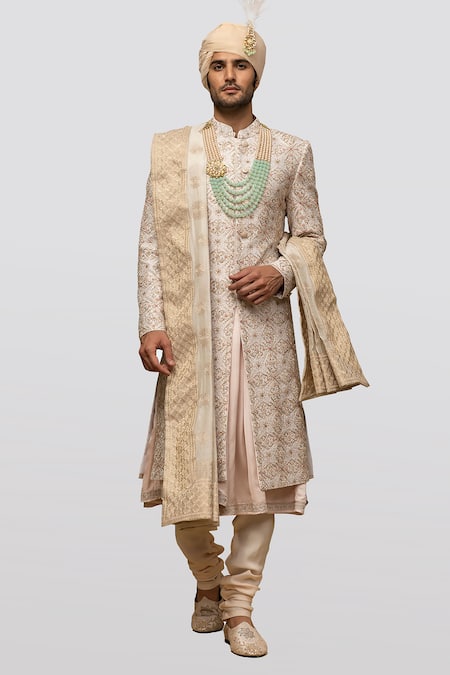 Asuka Chanderi Silk Embroidered Sherwani Set 