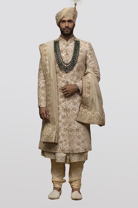 Asuka Raw Silk Dori Embroidered Sherwani Set 