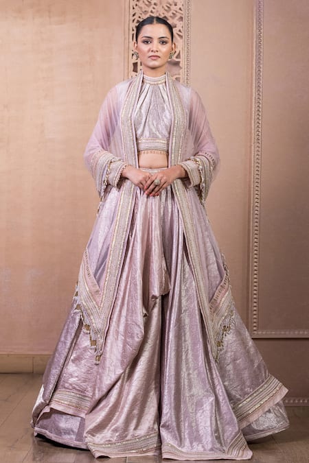 Tarun Tahiliani Paisley Brocade Woven Draped Lehenga Set 