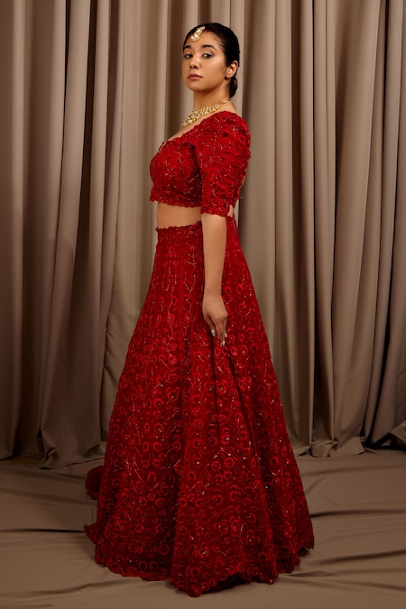 Red Net lehenga – YoshnasByEla