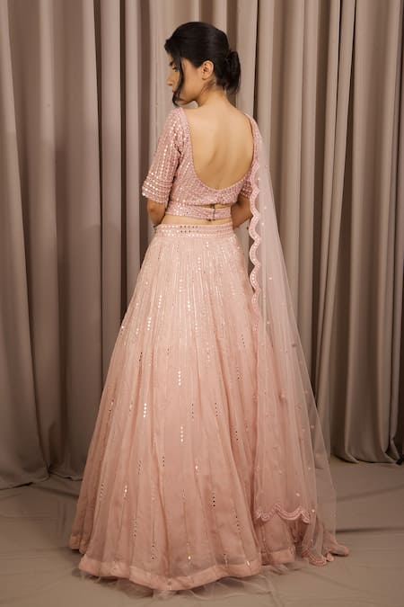 Shloka Sudhakar Cutdana Mirror Embroidered Lehenga Set 